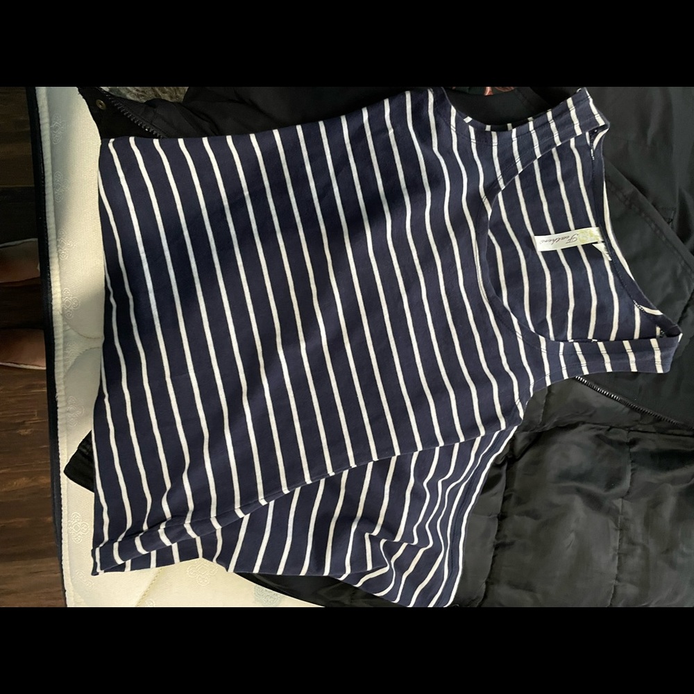 Navy Striped Midi Dress